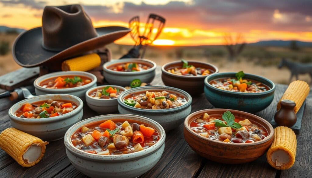 What ingredients make an authentic cowboy soup